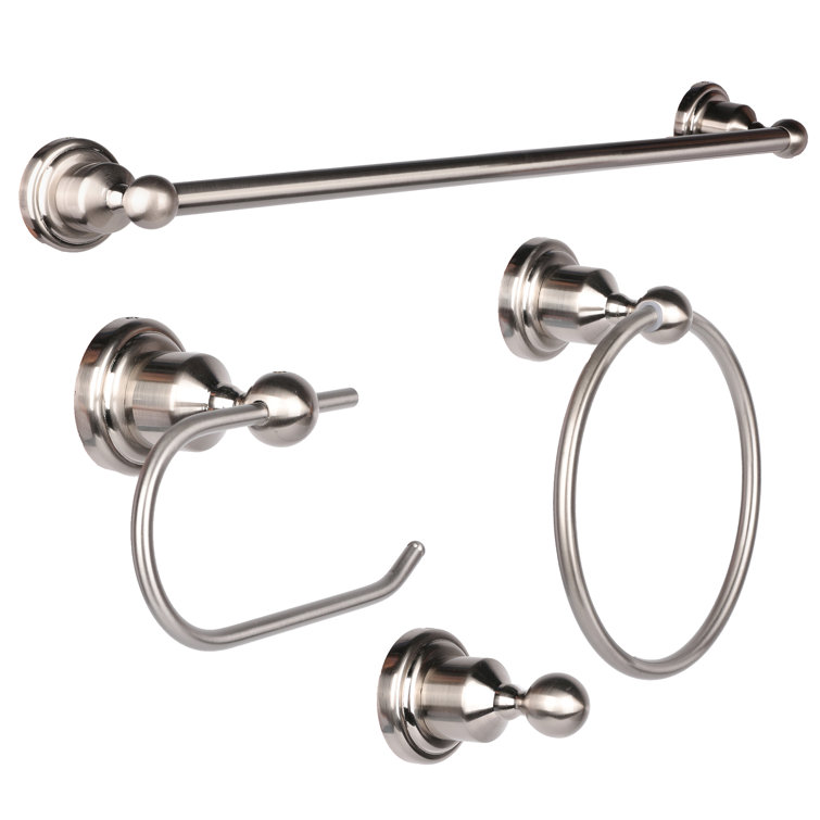 MingBright 4-Piece Brushed Nickel Bathroom Hardware Set | Wayfair